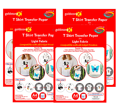 T Shirt Transfer Inkjet Photo Paper for Light Fabrics A4/20 Sheets 4 PACKETS OF 5 SHEETS