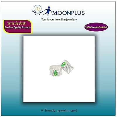 Silver Toe ring, Metti with Green Enamel Design Silver Toe ring, Metti with Green Enamel Design