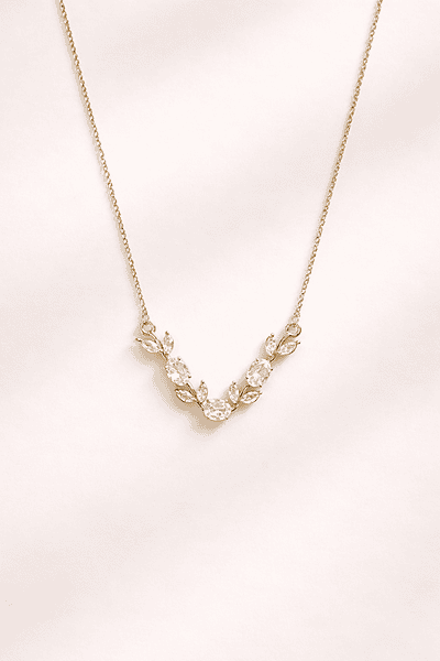 Gold Crystal Leaf Vine Necklace