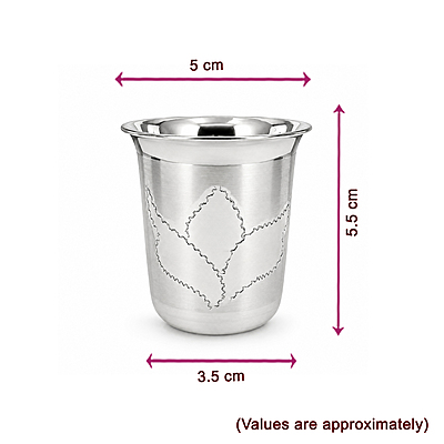 Sterling Silver Designer Pooja Glass Tumbler | Traditional Silver Drinking Glass