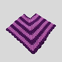 (1-2 Years) Baby Handknitted Woolen Poncho, Purple Striped Pattern