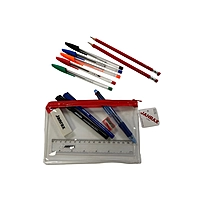 Stationery Filled Red Zip 8x5"" Pencil Case