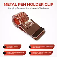 Black Metal Pen Holder Clip for Notebooks and Clipboards