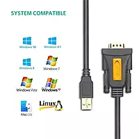 UGREEN 1m USB 2.0 A Male to RS232 DB9 Male Serial Adapter Cable with PL2303 Chipset to Connect a RS-232 serial device as a modem to a USB port on your computer (20210)