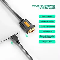 UGREEN 1m USB 2.0 A Male to RS232 DB9 Male Serial Adapter Cable with PL2303 Chipset to Connect a RS-232 serial device as a modem to a USB port on your computer (20210)