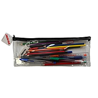 Stationery Filled Red Zip 13x5"" Pencil Case with Colouring Pencils