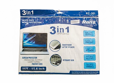 3 in 1 Transparent Laptop Skin Combo Pack - 15.6-inch -with (Transparent Skin, Screen Guard, Keyboad Protector) for All Models Upto (15.6"x 10.1")
