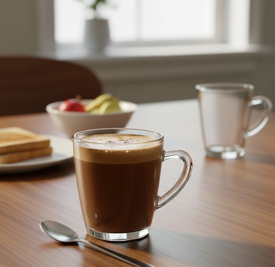 Set of 6 Clear Glass Mocha Mugs with Handle