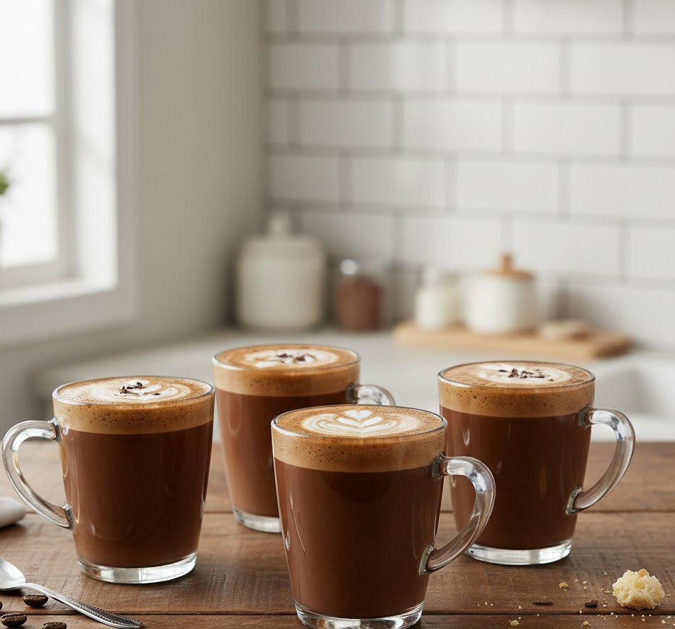 Set of 6 Clear Glass Mocha Mugs with Handle