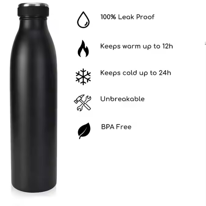 Milky Steel water Bottle - White