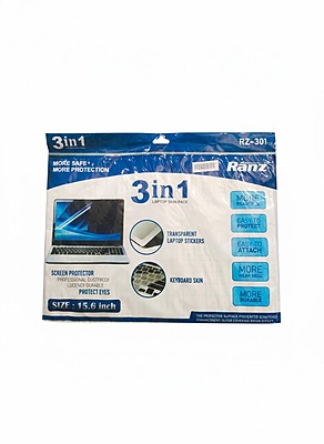 3 in 1 Transparent Laptop Skin Combo Pack - 15.6-inch -with (Transparent Skin, Screen Guard, Keyboad Protector) for All Models Upto (15.6"x 10.1") 3 in 1 Transparent Laptop Skin Combo Pack - 15.6-inch -with (Transparent Skin, Screen Guard, Keyboad Protector) for All Models Upto (15.6"x 10.1")