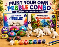 Reusable PebbleZapp Dinosaur Art & Pebble Painting Kit for Creative Kids