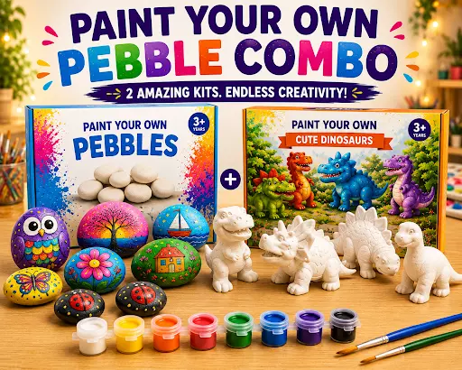Reusable PebbleZapp Dinosaur Art & Pebble Painting Kit for Creative Kids