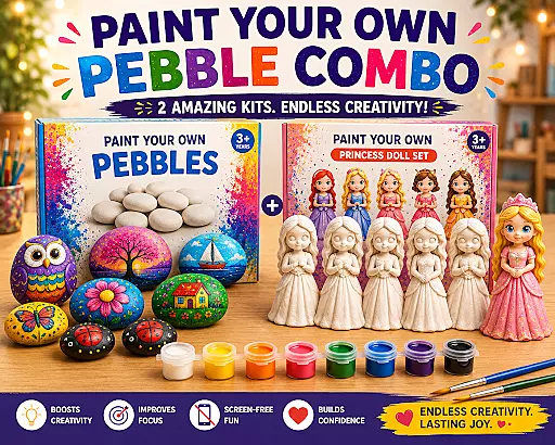 Reusable PebbleZapp Princess Doll & DIY Pebble Painting Kit