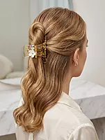 Floral Crystal Claw Hair Clips - Transparent Statement Hair Accessories