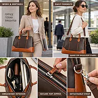 The Belmont Dual-Tone Leather Satchel Executive Handbag