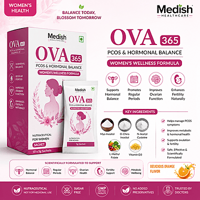 OVA 365 PCOS & Hormonal Balance Sachet for Women | Myo-Inositol D-Chiro Inositol NAC