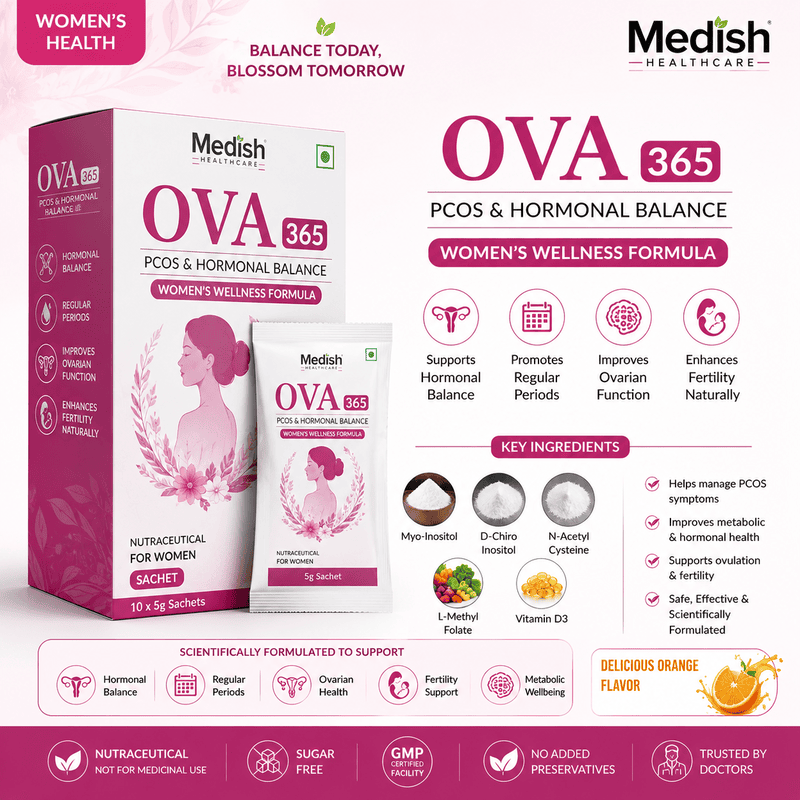 OVA 365 PCOS & Hormonal Balance Sachet for Women | Myo-Inositol D-Chiro Inositol NAC