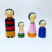 Channapatna Handcrafted Wooden Peg Dolls – Non-Toxic Colors