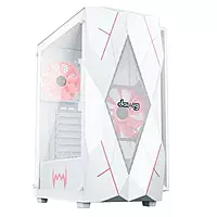 Dawg V240 ATX Mid Tower Case – White | Tempered Glass | 2 Fans | USB 3.0