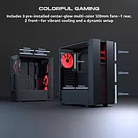 Dawg V350 White M-ATX Mid Tower Case – Tempered Glass | 3 Pre-Installed Fans