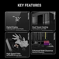 Ant Esports V8 Digital ARGB 120mm Dual Tower CPU Air Cooler with Temperature Display