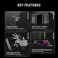Ant Esports V8 Digital ARGB 120mm Dual Tower CPU Air Cooler with Temperature Display