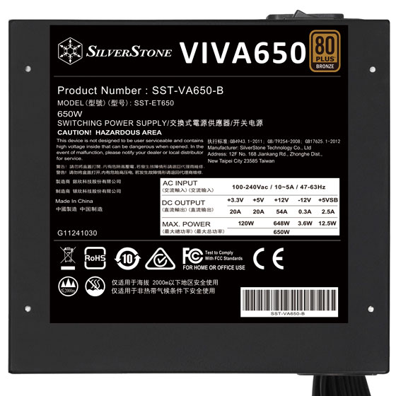 SilverStone Power supply 80 Plus Non-Modular ATX SMPS (VIVA 650 Bronze)