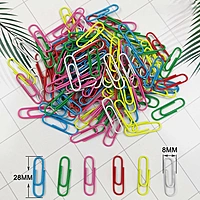 Pack of 100 Assorted Coloured 28mm Paper Clips in Hang Pack