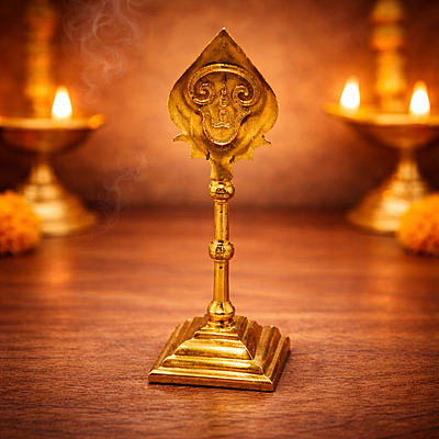 Brass Traditional Murugan Vel Idol | Lord Murugan Stand Vel for Home Pooja Room & Temple Décor