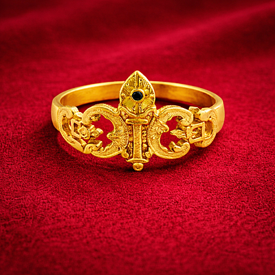 Impon Vel Design Ring – Gold Finish Murugan Devotional Ring