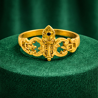 Impon Vel Design Ring – Gold Finish Murugan Devotional Ring