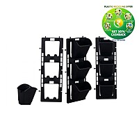 Vertical Plastic Plant Pot | 6 × 18 Inch | Black | Wall & Balcony Planter