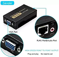 VGA Extender Repeater Adapter Over RJ45 Cat Cat6 Network Cable (1 Transmitter + 1 Receiver) Media Streaming Device (Black) VGA Extender Repeater Adapter Over RJ45 Cat Cat6 Network Cable (1 Transmitter + 1 Receiver) Media Streaming Device (Black)