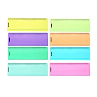 Pack of 8 Assorted Coloured 191x70mm Dyslexia Overlay Reading Rulers â€“ PET Material, Rounded Corners