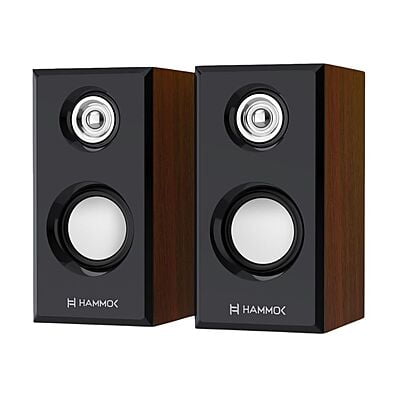 Vintage Wooden USB Speaker | HAMMOK | Speaker with Stereo Sound | 3.5 mm AUX-in Portable | Wooden Enclosure (Brown)