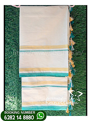 Vishu-special-Traditional-Mul-Mul-Cotton-Saree---green Vishu-special-Traditional-Mul-Mul-Cotton-Saree---green
