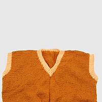 (3-4 Years) Baby Woolen Sweater, Handknitted, Brown and Peach