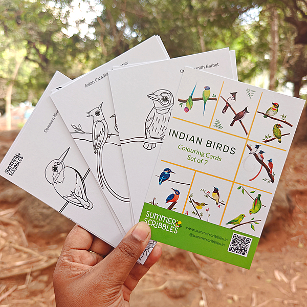 Indian Birds Colouring cards