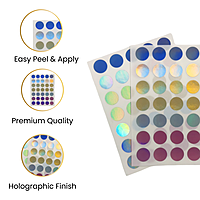 Pack of 70 Holographic 13mm Self-Adhesive Round Labels
