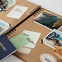 30 Sheets 20x20cm Spiral Bound 180gsm Kraft Scrapbook with Ribbon Closure and Metal Corners