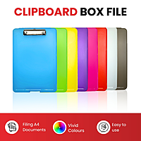 A4 Clear Clipboard Box File - Storage Filing Case