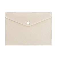 Pack of 12 A4 Ivory Soft Touch Plastic Document Wallets with Button Closure