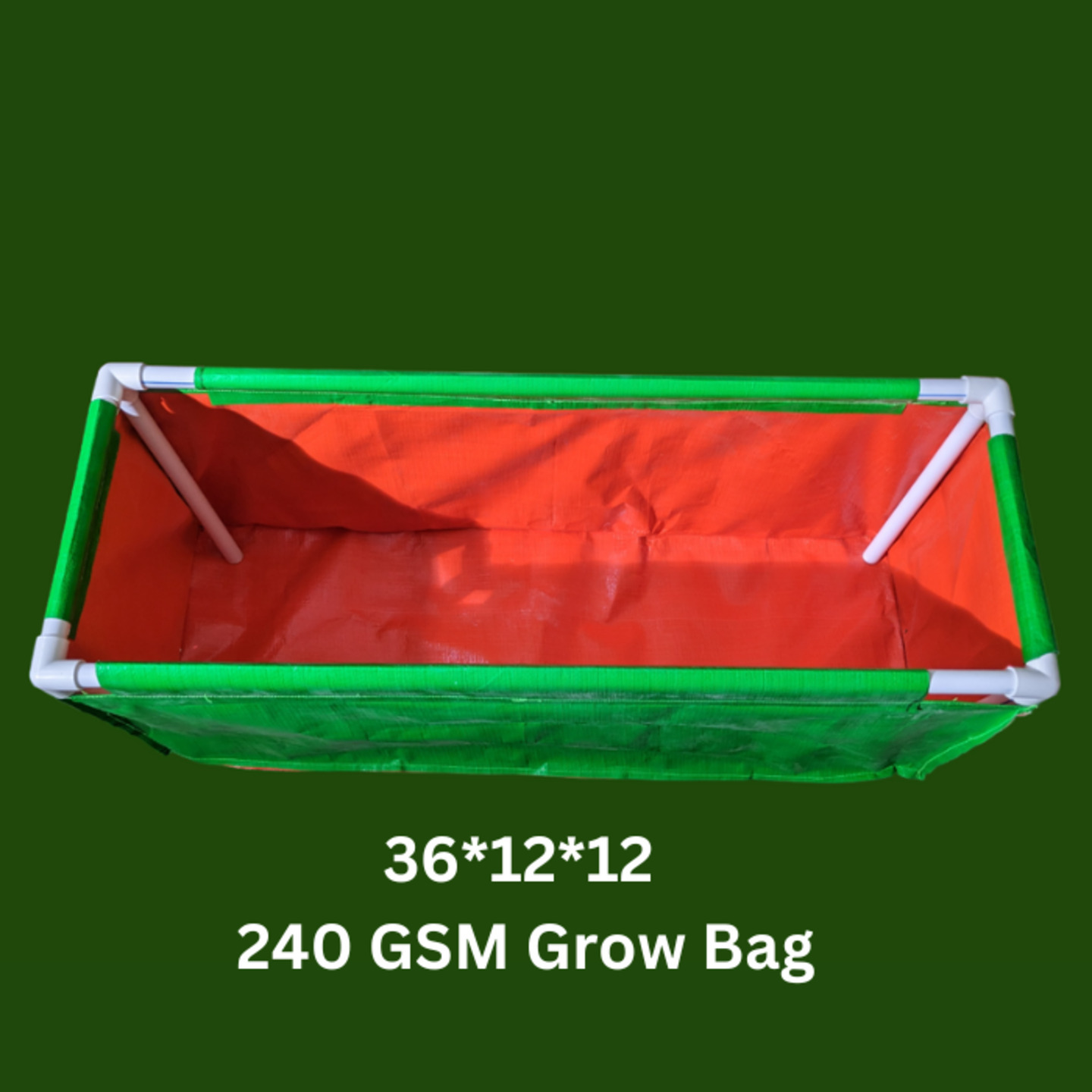 36 Inch * 12 Inch * 12Inch 260GSM Rectangular Grow Bag with UPvc Pipe Support