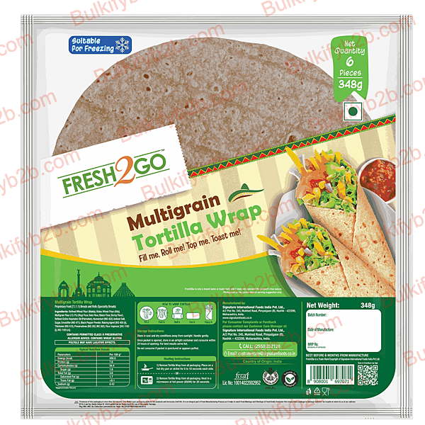 Fresh2go Whole wheat tortilla 6*58g