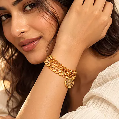 Aurevia Layered 14K Gold-Plated Medallion Chain Bracelet
