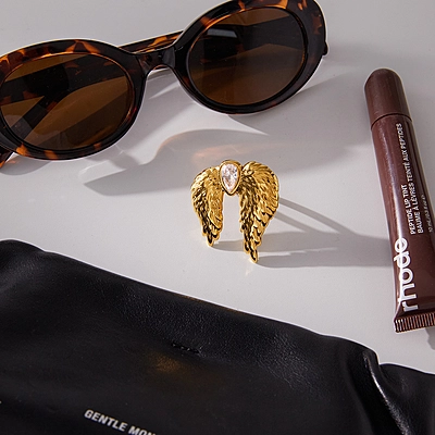 Seraph Wing 18K Gold-Plated Zircon Open Ring