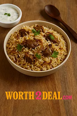 Cooked Worth2Deal Malabar Khaima Rice served as Kerala Thalassery biryani using aromatic Wayanad