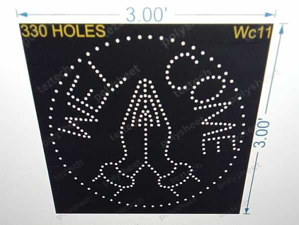 WC11 WELCOME WITH HAND 3X3 FEET 330 HOLES