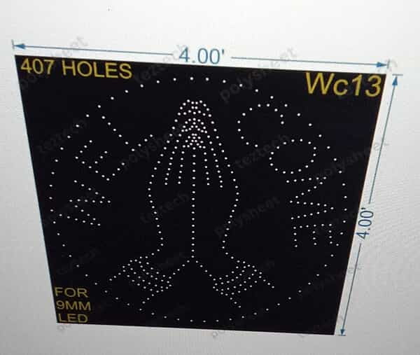 WC13 WELCOME WITH HAND 4X4 FEET 407 HOLES